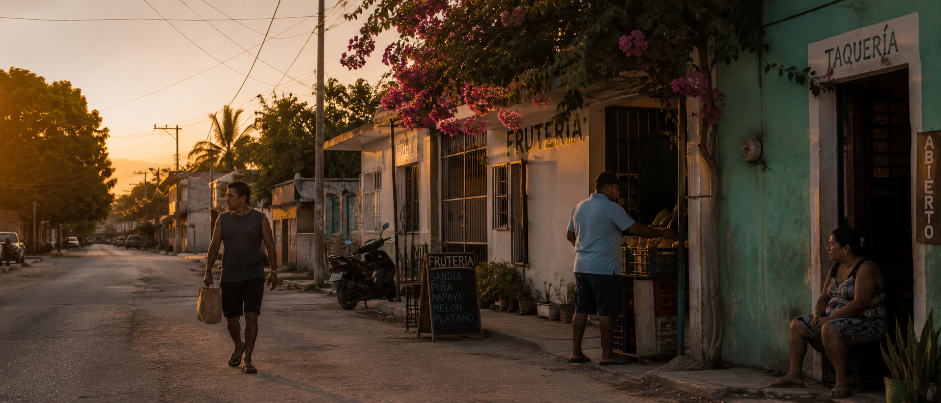 Quintana Roo · golden hour street scene